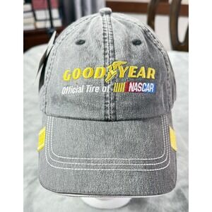 Goodyear Hat Cap Strap Back Mens One Size Gray NASCAR Racing Official‎ Tire Logo